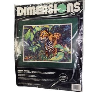 Dimensions Jungle Jaguar Crewel Embroidery Kit Home Decor Wild Cat Stitch Sealed